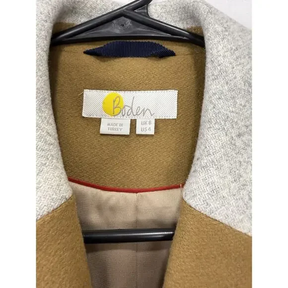 Boden Wool Blend Ground Ginger Crumbie Coat Size 4 - Picture 2 of 15